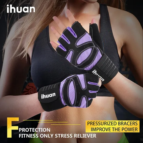 Miniatura 5 de ihuan - Guantes de entrenamiento con ventilación, unisex, protección completa de la palma de la mano; para levantamiento de pesas, entrenamiento