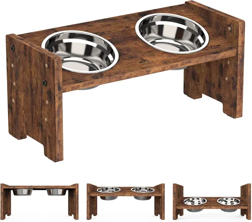 Miniatura 14 de Vantic Cuencos elevados para perros, soporte elevado ajustable para cachorros y gatos pequeños, alimentador de alimentos de bambú resistente