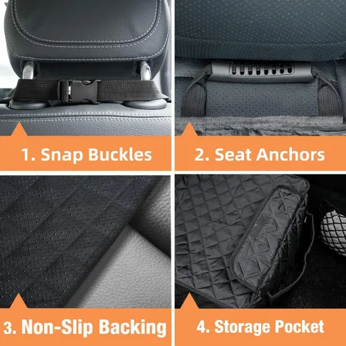 Miniatura 7 de PETICON Funda impermeable para asiento delantero de automóvil, paquete de 2 unidades, funda de asiento de automóvil para perro de protección Negro
