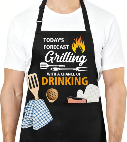 Miniatura 10 de Divertido delantal de cocina para mujeres y hombres, delantal de cocina para hornear con 2 bolsillos, lindo regalo de cumpleaños, Navidad, día