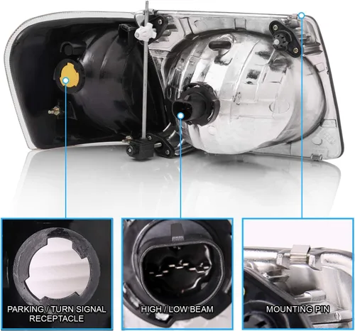 Miniatura 7 de AmeriLite Faros delanteros de repuesto para Ford Explorer Sport/Sport Trac Crystal Black 2001-2005 con lámpara de esquina, pares, lado del pasajero