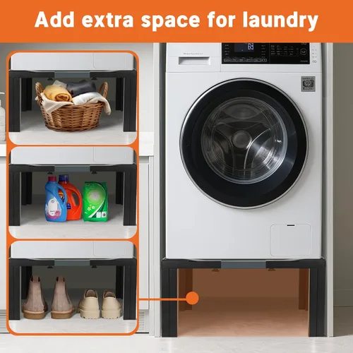 Miniatura 5 de Nefish Pedestal de acero para lavandería de altura de 12 pulgadas, resistente, 1200 libras, soporte para lavadora, base ajustable para refrigerador