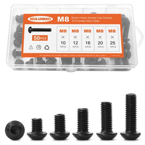 Tornillos de cabeza de botón M8 x 0.394 in 0.472 in 0.630 in 0.787 in 0.984 in Tornillos de cabeza de botón Tornillos de acero de aleación de grado