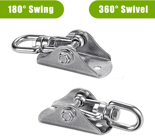 Miniatura 3 de SELEWARE Ganchos de columpio de acero inoxidable, accesorios giratorios de montaje con mosquetones para porche, columpios, juegos de hamaca, silla