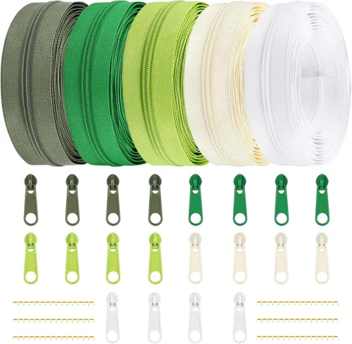 Miniatura 40 de DOITEM 31 yardas, 10 unidades de cremalleras de costura #3, cremalleras de bobina de nailon surtidos para coser con 40 deslizadores de cremallera