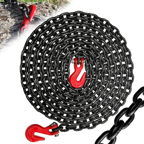 Miniatura 15 de G80 Cadena de Carpeta de Transporte Cadena de 1/4"×20 PIES de Alta Resistencia con 3300 Libras de Fuerza de Rotura para Remolque Cadenas