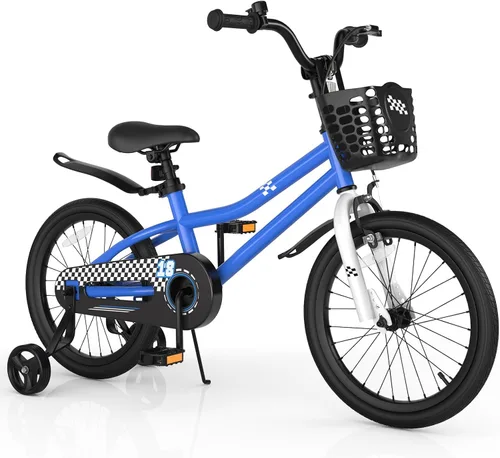 Miniatura 28 de COSTWAY Bicicleta para niños, 12, 14, 16, 18 pulgadas, para niños y niñas de 3 a 8 años, bicicleta para niños con ruedas de entrenamiento