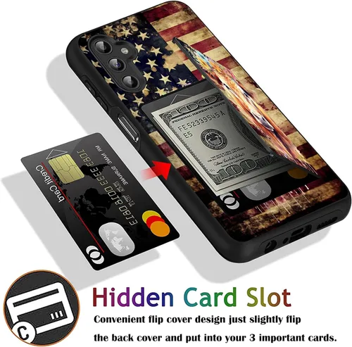 Miniatura 5 de Funda híbrida de doble capa con función atril para Samsung Galaxy A16 5G de 6.9 pulgadas, diseño de vaca con bandera estadounidense