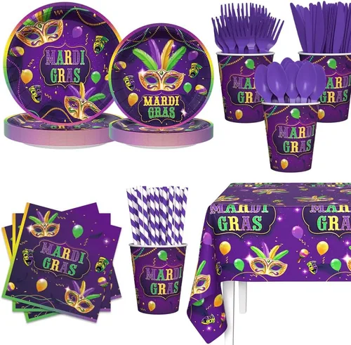 Miniatura 8 de AIBIIN 194 decoraciones de fiesta de Año Nuevo 2026 para platos de fiesta de Año Nuevo, tazas, servilletas, manteles, vajilla, vajilla de disco