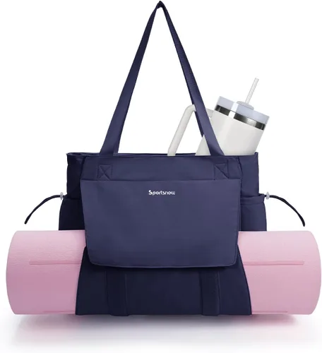 Miniatura 10 de sportsnew Bolsa para esterilla de yoga, bolsas de gimnasio para mujeres y hombres con bolsillo impermeable y gancho y bucle, almacenamiento de Gris