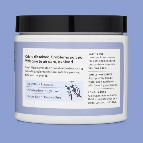 Miniatura 7 de Fresh Wave Gel eliminador de olores de lavanda, 15 oz. Absorbentes de olores para el hogar Alivio de olores más seguro Eliminador de olores