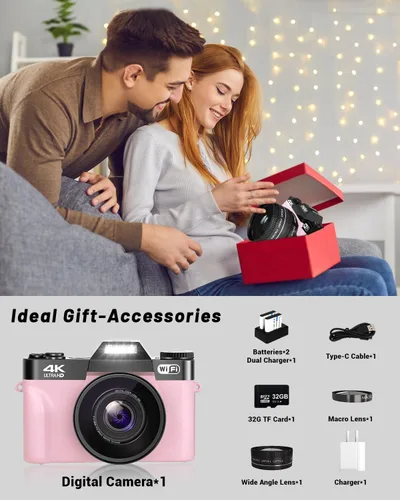 Miniatura 2 de 2024 Actualización VJIANGER Cámara Digital para Fotografía y Videoblogs para YouTube con WiFi, Pantalla Giratoria de 180°, Zoom Digital 16X, Lente