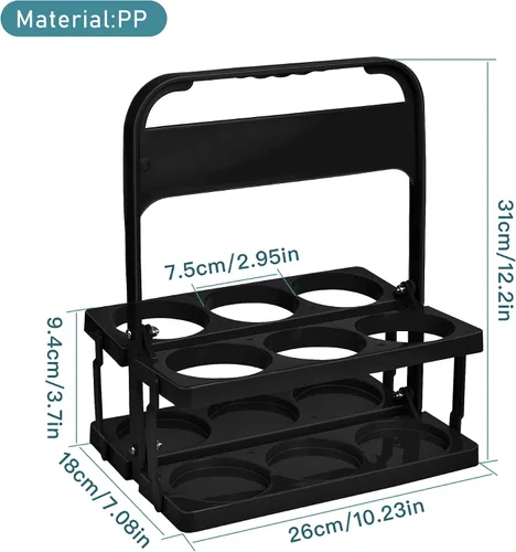 Miniatura 2 de Portavasos portátil de plástico, portavasos plegable con asa, portador de bebidas de 6 agujeros plegable, ideal para conductores de automóvil Eats