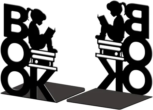 Miniatura 22 de Peacoblue Sujetalibros de Metal para Estantes, Soporte Moderno Decorativo de Servicio Pesado para Libros de Estudio para Oficina, Escritorio