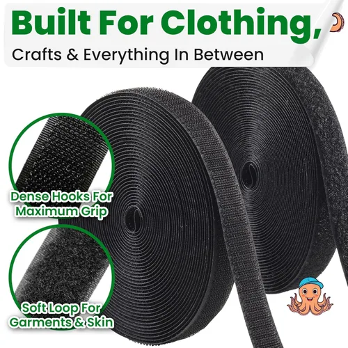 Miniatura 3 de ECOHomes Cinta de gancho y bucle para coser de 3/4 pulgadas de ancho x 33 pies para rollo de tela, tiras cosibles para coser para ropa, ropa, tela