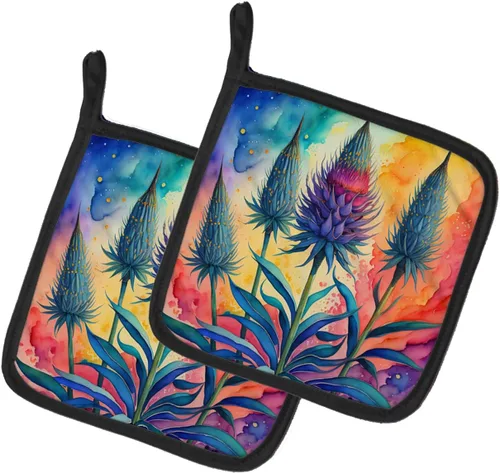 Miniatura 48 de Caroline's Treasures Juego de soportes para ollas de cocina coloridos de Asters, resistentes al calor, almohadillas calientes para cocinar, hornear