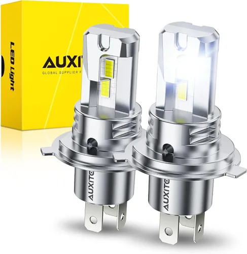 AUXITO Bombillas LED H4 HeadIight 9003 HB2 de haz alto/bajo, 6500 K blanco frío, luces brillantes, Plug and Play, brillo elegante y futurista,