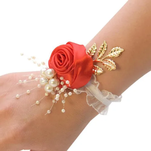 Miniatura 11 de 1 pieza flor de muñeca, boda dama de honor, novia, decoración de ramillete de muñeca, flor de mano, champán