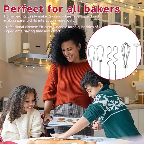 Miniatura 7 de Batidor de mano para batidora de mano Kitchenaid KHM3 KHM5 KHM7 KHM9, incluye batidor, varilla de mezcla y gancho para masa, accesorios de batidora