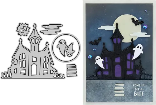 Miniatura 11 de Troqueles de calabaza fantasma y flores de Halloween para hacer tarjetas, troqueles de corte de metal, troqueles de papel para álbumes de recortes