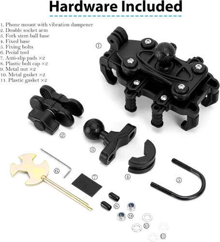Miniatura 8 de EMERK Soporte para Teléfono de Motocicleta - [Amortiguador de Vibración Dual] [Anti-Vibración Anti-Robo] Soporte para Teléfono de Bicicleta, Cuna
