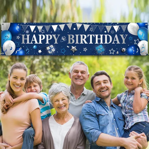 Miniatura 3 de Cartel de patio para regalos de feliz cumpleaños, pancartas grandes de cumpleaños para decoraciones exteriores, telón de fondo para hombres