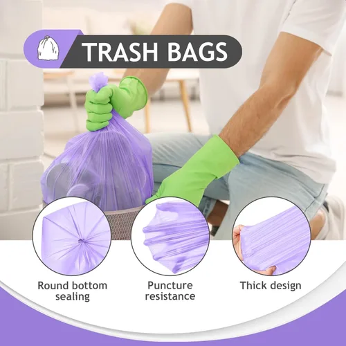 Miniatura 6 de Teivio - Bolsas de basura de 8 galones, 330 unidades, transparentes, coloridas, bolsas de basura para cocina, se adaptan a contenedores de basura