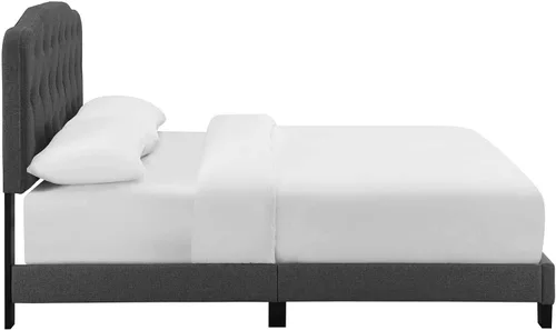 Miniatura 5 de Modway Amelia - Base de cama tapizada de tela capitoné tamaño matrimonial, color gris