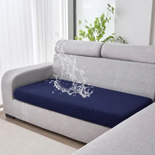 Miniatura 43 de Genina Fundas de cojín para sofá impermeables, fundas elásticas para sofá seccional, funda de cojín lavable, antideslizante, con parte inferior