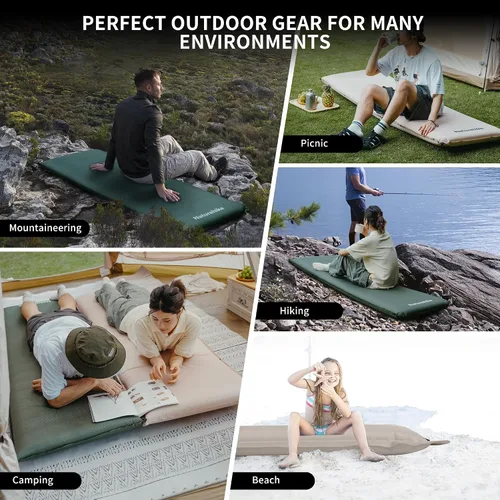 Miniatura 9 de Naturehike Colchoneta de dormir autoinflable de espuma ultra gruesa de 4 pulgadas, R9.5 con tela 75D, colchón de aire para las 4 estaciones