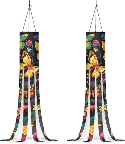 Miniatura 10 de Windsock - Calcetín de viento reutilizable suave de Navidad para colgar al aire libre para jardín, árbol, fiesta, decoración de bandera, calcetines