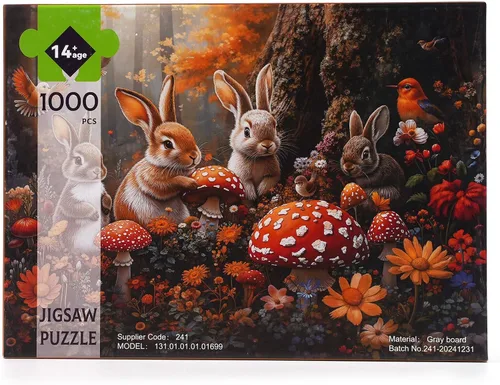 Miniatura 4 de Rompecabezas para adultos de 1000 piezas, rompecabezas de conejo de Pascua, rompecabezas de 1000 piezas para adultos con letras en la parte