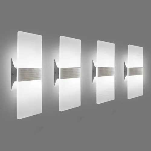 KICAAO Apliques de pared modernos, paquete de 4, lámpara de pared LED de 10 W, aplique de pared con luz ascendente y descendente, lámpara de pared