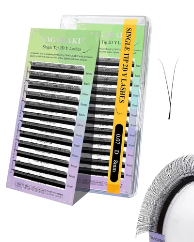 Miniatura 170 de Suministros de extensiones de pestañas NAGARAKU yy, pestañas falsas 0.05mm rizado D, bandeja mixta 8-12mm, prefabricadas 4D, abanico fácil, volumen