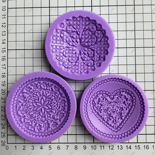 Miniatura 3 de Juego de 3 piezas de moldes de encaje de azúcar de impresión de fondant molde de boda de encaje de impresión de silicona molde de impresión