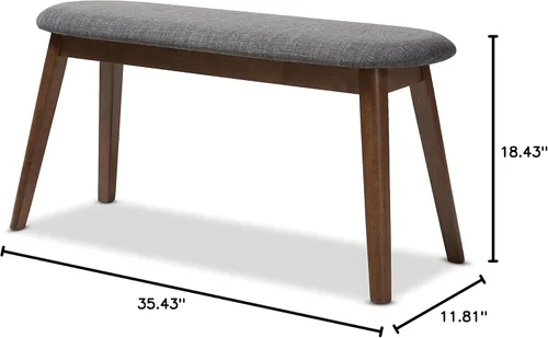 Miniatura 9 de Baxton Studio Easton - Banco de madera tapizado de tela gris oscuro moderno de mediados de siglo Gris claro