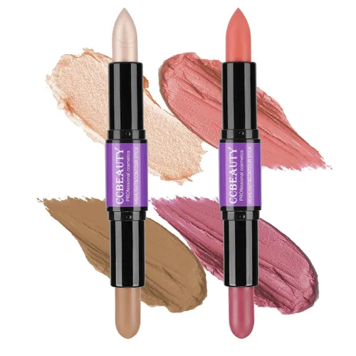 Miniatura 10 de CCbeauty Barra de contorno mate 2 en 1, barra corrector de doble resaltado, kit de resaltado y contorno, barras bronceadoras para maquillaje