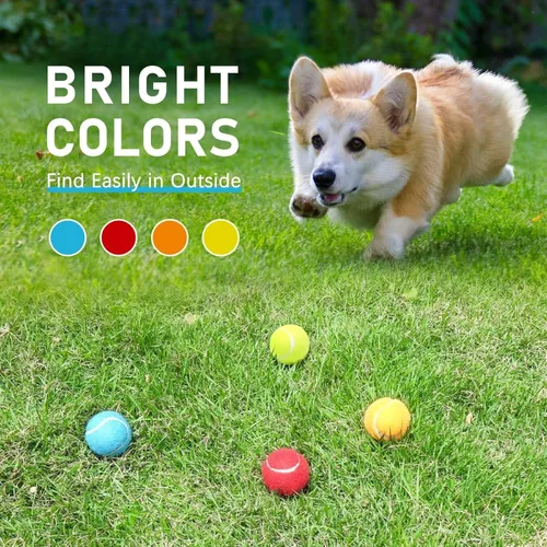 Miniatura 4 de Prime Pets Pelotas de tenis para perros, paquete de 4, mini pelotas de tenis duraderas de alto rebote de 2 pulgadas para perros, pelota chirriante