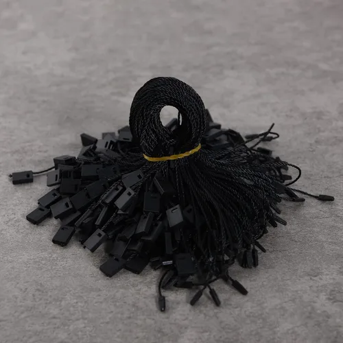 Miniatura 4 de 3000 unidades de cuerda de etiqueta colgante, 7 pulgadas de nailon negro con cierre de presión de gancho de plástico para sujetar la etiqueta
