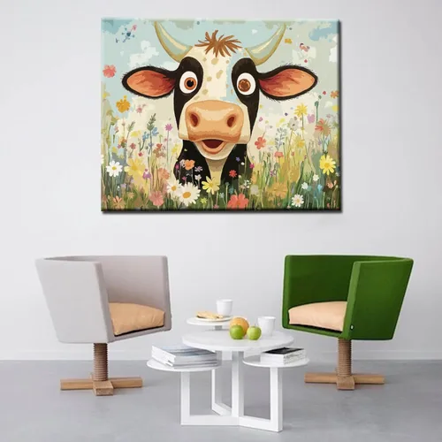 Miniatura 2 de Bumbers - Pintura de vaca de animales de granja para adultos, principiantes, pintura de buey de granja, bricolaje por números, lienzo de pintura