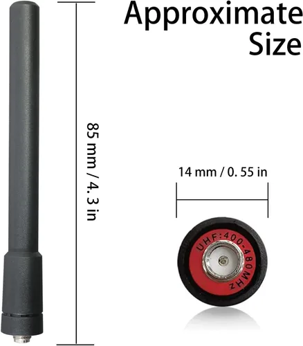 Miniatura 2 de Samcom Antena corta de radio bidireccional con SMA-hembra, antena elástica y no deformable de 3.4 pulgadas para Walkie Talkies UHF 400-480MHz