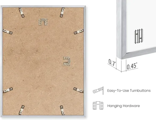 Miniatura 3 de HAUS AND HUES Portarretratos plateados de 11 x 14 pulgadas, juego de 6 marcos modernos de aluminio para carteles, obras de arte y certificados