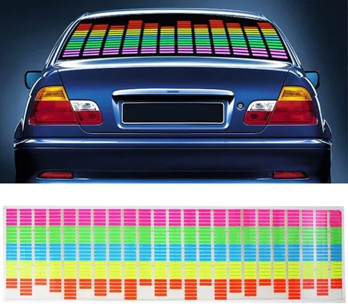 Miniatura 8 de Tira de LED para auto con diseño de ecualizador, pegatina de 90 x 25 cm, diseño musical, brillante, activado con la música, se ilumina al ritmo