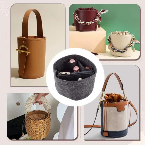 Miniatura 7 de WADORN Inserto organizador de bolso de fieltro, forro de inserción de bolso para LV Cannes, organizador de bolsa redonda con forma de barril, bolsa