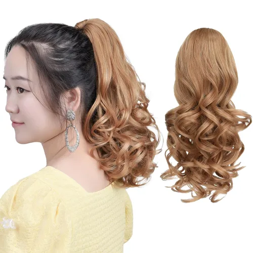 Miniatura 42 de Extensión de cola de caballo negra con clip de garra, ondulada, 10 pulgadas, 3.5 onzas, sintético, como verdaderos, postizos, para mujer, Yaki