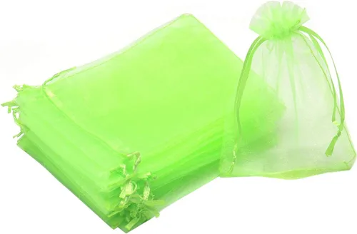 Miniatura 10 de Dealglad 100pcs Drawstring Organza bolsas de joyería caramelo para fiestas, casamientos, regalos Amarillo