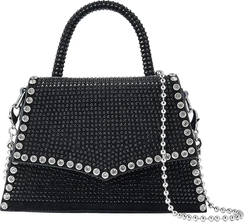 Bolso de noche cruzado con diamantes de imitación con purpurina Bolso de mano de cristal de moda con asa superior para cóctel, fiesta, club, bolso
