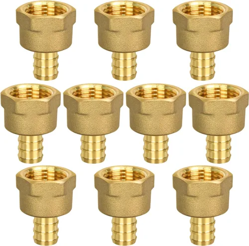 10 piezas de conectores PEX hembra 1/2" x 1/2" NPT, adaptador roscado hembra NPT de 1/2" x 1/2", accesorio de compresión, latón, puerto completo