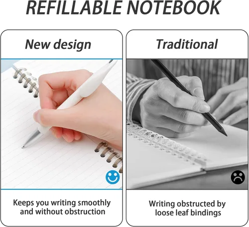 Miniatura 4 de elephtree Cuaderno de espiral, cuaderno recargable y juego de papel de relleno en total de 120 hojas, cuadernos con rayas universitarias con 2