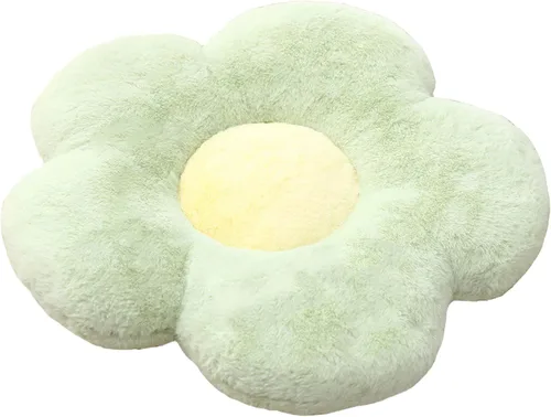 YILANLAN Cojín de felpa con diseño de flores, lindo y cómodo, para oficina, sala de estar, decoración de cama, decoración simple de habitación Verde